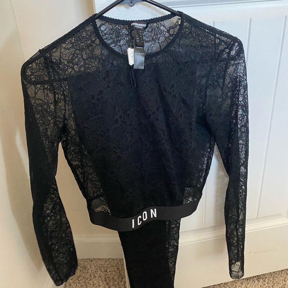 Black mesh Dsquared2 set worn once. Size Medium.